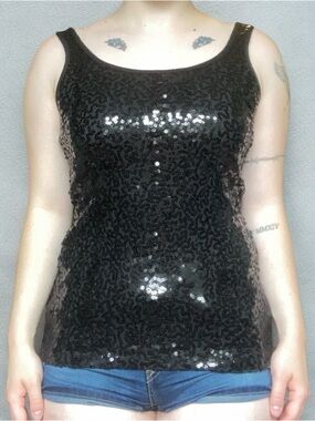 Old Navy Black Sequin Tank Top